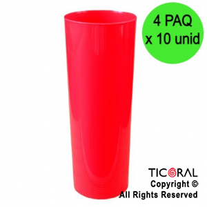 VASO TRAGO LARGO PP KV ROJO 280CC (4 pack x 10 unid)